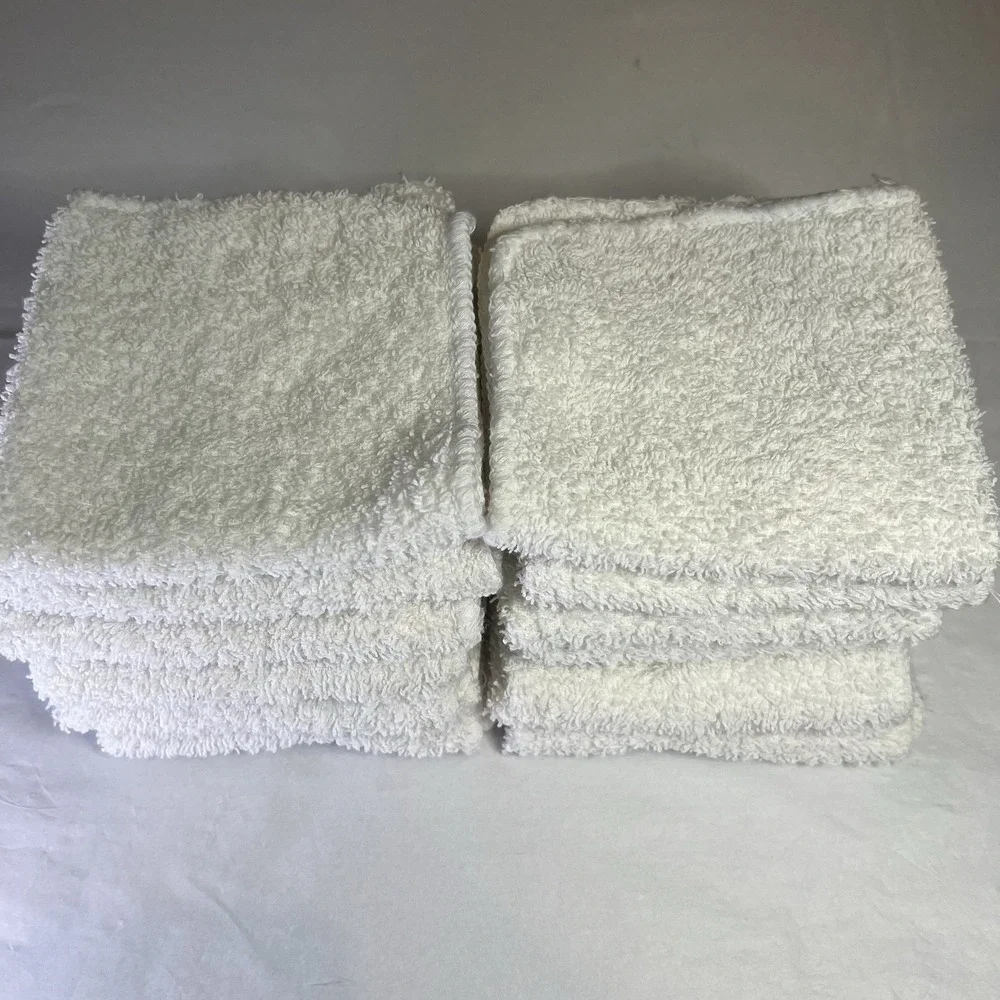 12 White Washcloths Terry Face Towel Hand Cloth Spa Mainstay‎